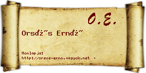 Orsós Ernő névjegykártya